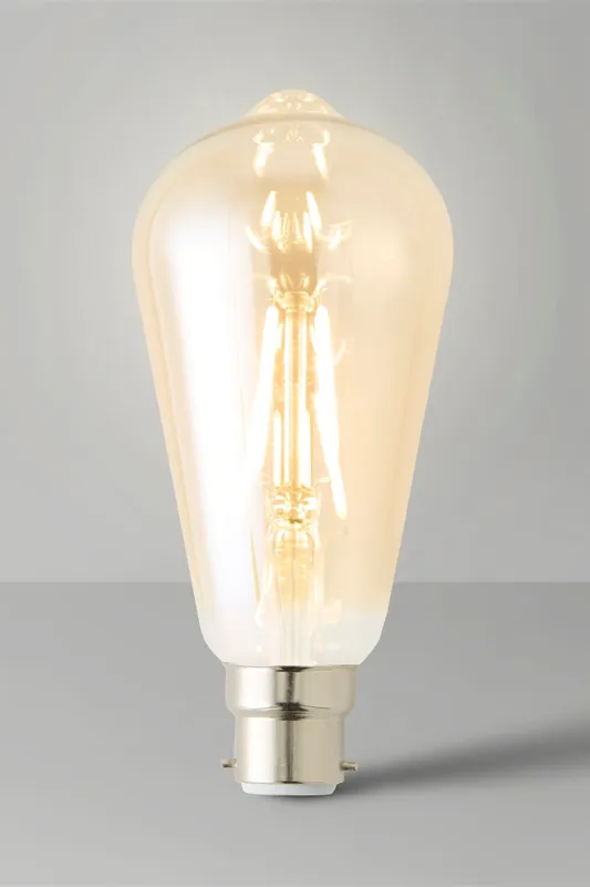 ValueLights B22 Pack of 3 4W Amber Filament Pear Shaped Warm White LED Bulbs in Orange - Orange