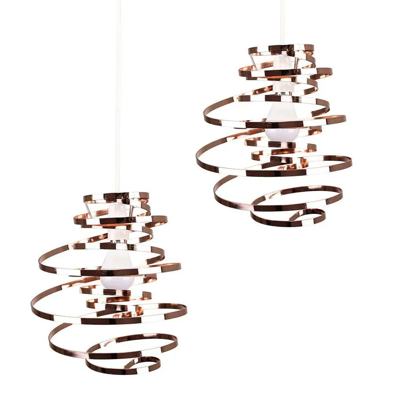 ValueLights Unisex Bensson Pair of Copper Ceiling Pendant Shade Copper One Size female