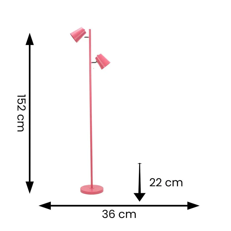 ValueLights Unisex Bibi 2 Way Adjustable Multi-Directional Metal Floor Lamp in Baby Pink Baby Pink female