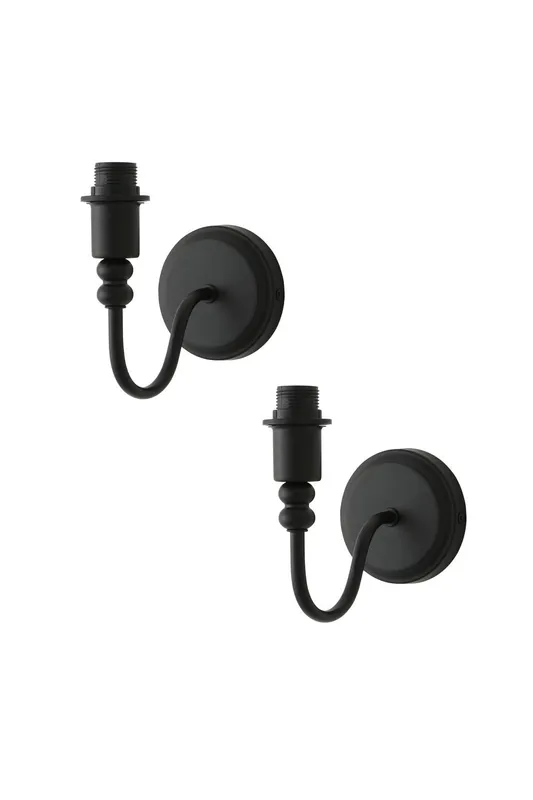 ValueLights Binky Pair of Rechargeable LED Bulb Wall Light Bases in Black Black