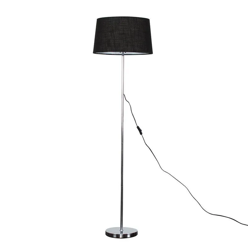 ValueLights Charlie Silver Floor Lamp Black Shade - Black