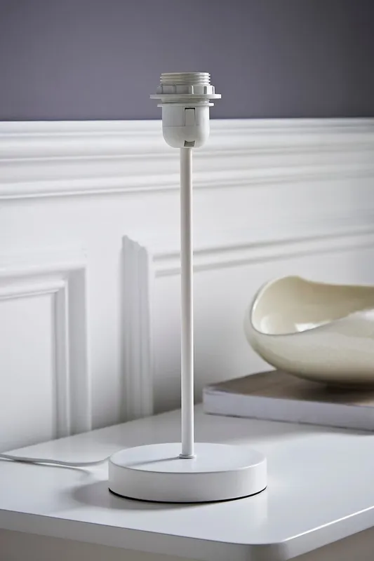 ValueLights Charlie White Metal Single Stem Table Lamp Base - White - Size: One Size
