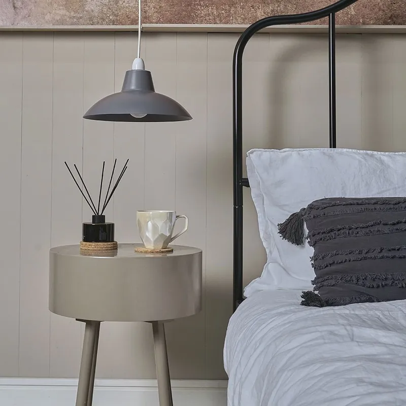 ValueLights Civic Pair of Grey Ceiling Pendant Shades Grey