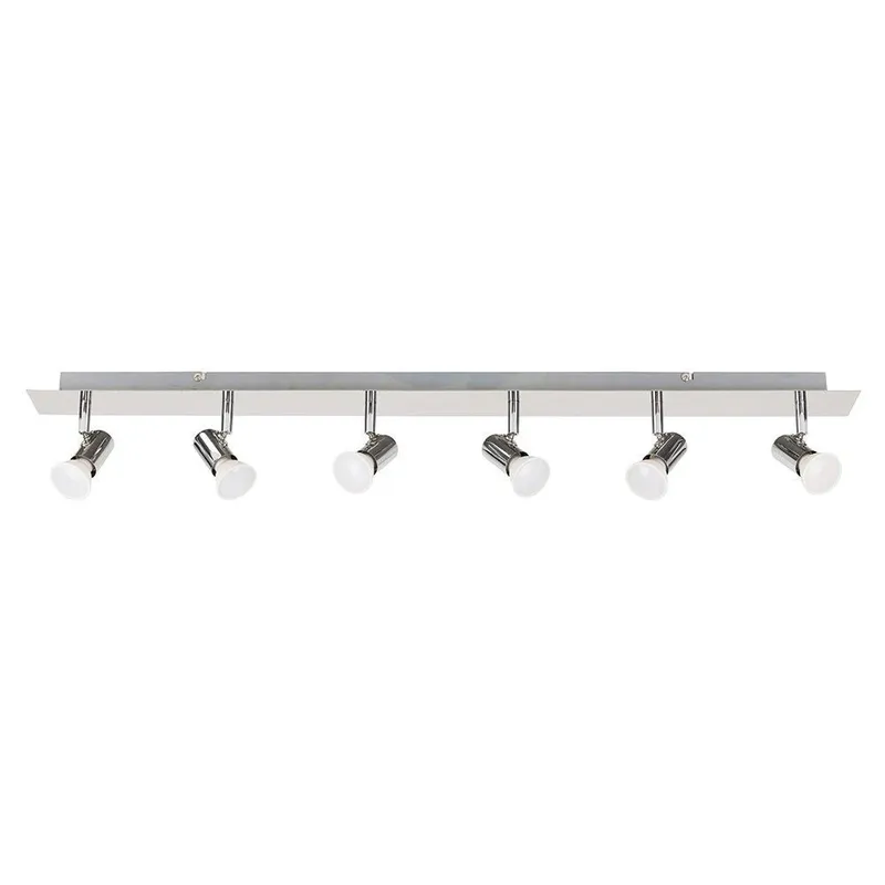 ValueLights Consul 6 Way Silver Ceiling Bar Spotlight - Silver