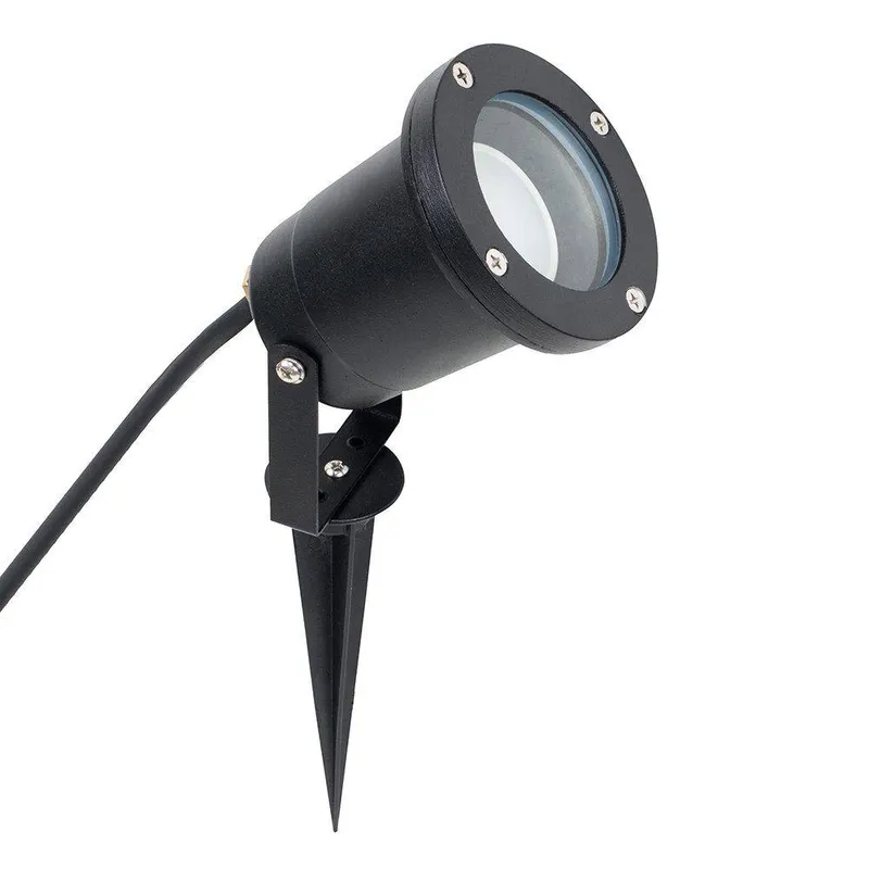 ValueLights Derwent Set of 4 Black Outdoor Ground Spike Light Black