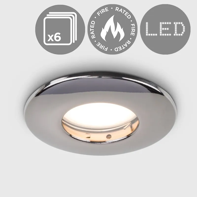 ValueLights Downlight Fire Rated IP65 Ceiling Light Fitting 6 Pack in Black Black