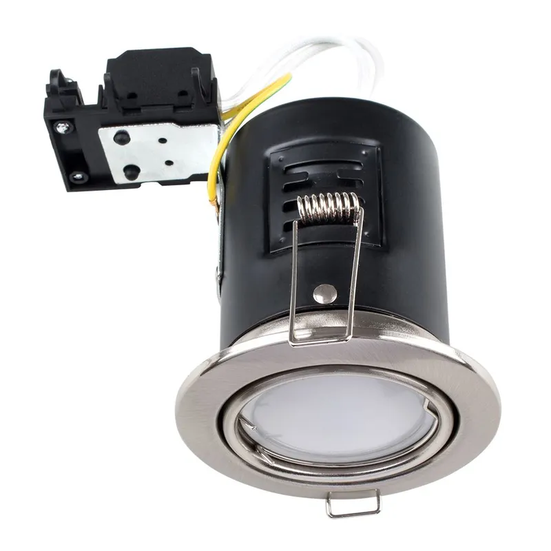 ValueLights Downlight Tiltable Fire Rated Ceiling Light Fitting 10 Pack in Silver Silver