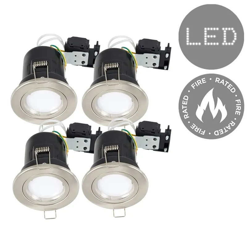 ValueLights Downlight Twist Fire Rated Ceiling Light Fitting 4 Pack in Silver - Silver - Size: One Size