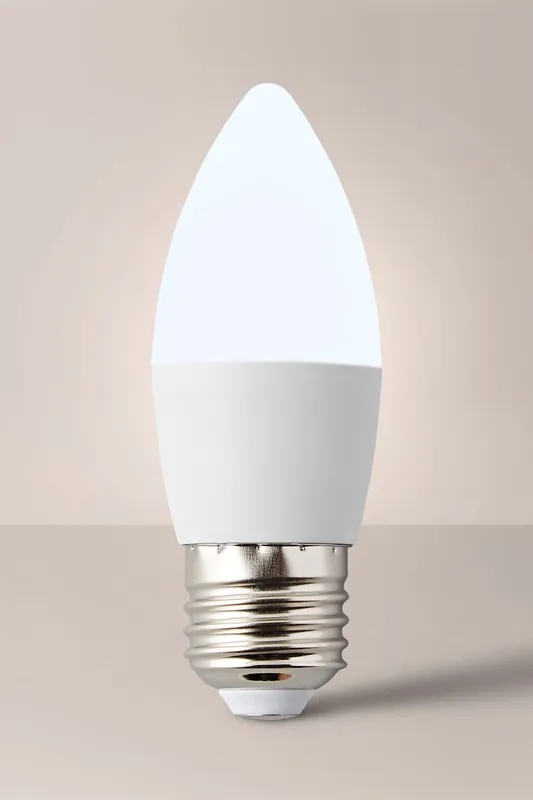 ValueLights E27 Pack of 10 4W Candle Cool White LED Bulbs White