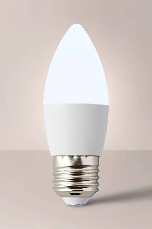 ValueLights E27 Pack of 6 4W Candle Cool White LED Bulbs - White