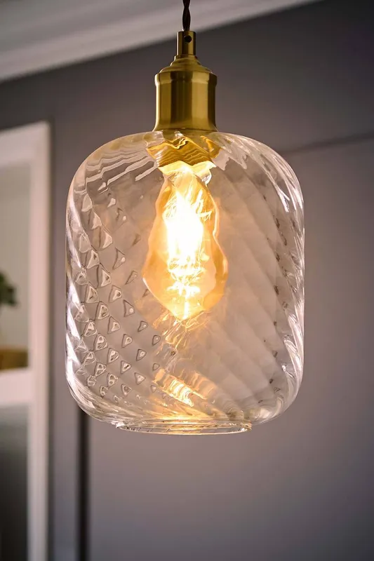 ValueLights Emery Clear Oval Swirled Glass Easy Fit Lamp Shade with Bulb - Clear - Size: One Size