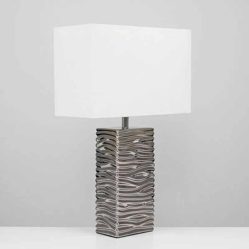 ValueLights Unisex Etienne Pair of Silver Table Lamps Silver female