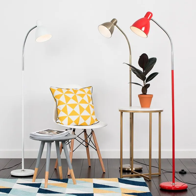 ValueLights Flexi Neck Gold Floor Lamp - Gold