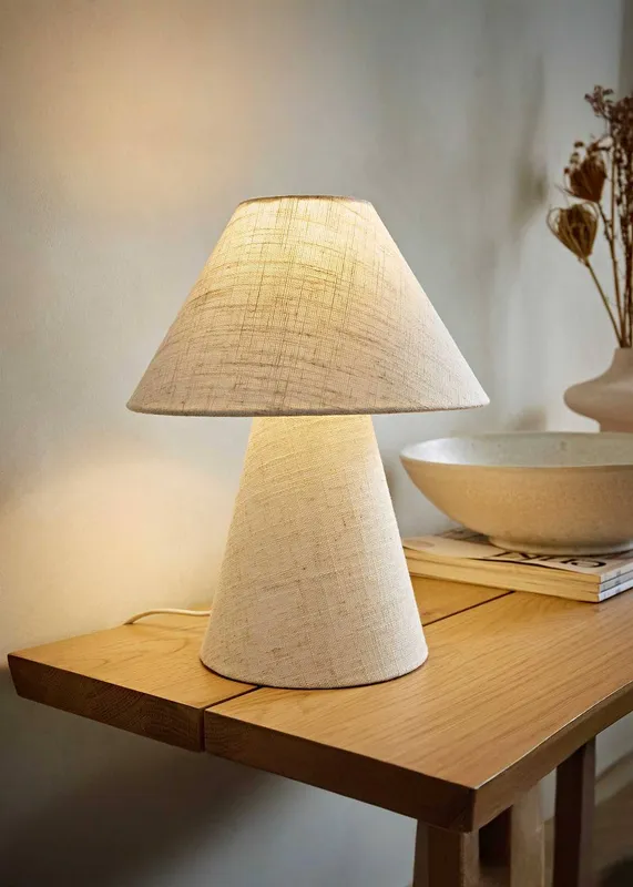ValueLights Gigi Natural Linen Full Fabric Tapered Lamp Shade Table Lamp Natural