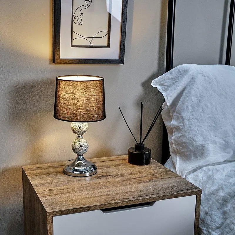 ValueLights Harmony Pair of Black Table Lamp Black