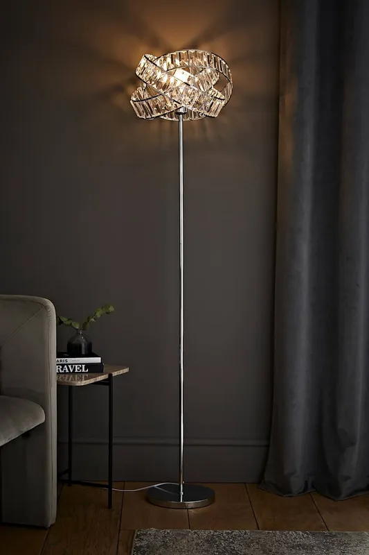 ValueLights Unisex Hudson Silver Floor Lamp Silver female