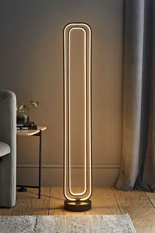 ValueLights Infinity Matte Black Revolving Integrated LED Floor Lamp Black