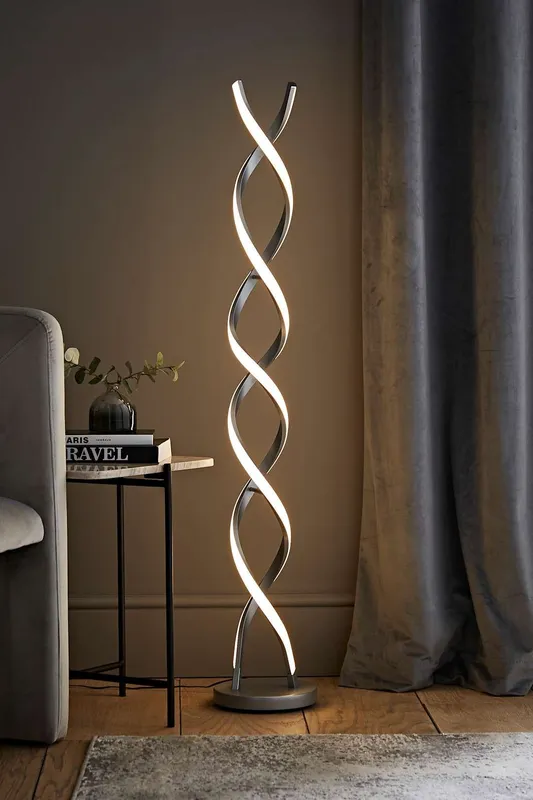 ValueLights Infinity Matte Double Twist Integrated LED Floor Lamp in Grey Grey