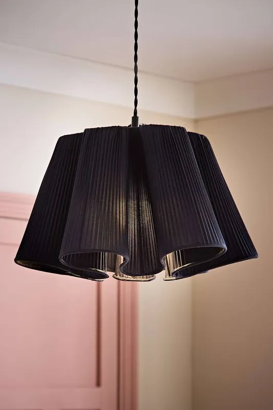 ValueLights Jemima Pleated Scalloped Easy Fit Lamp Shade in Dark Navy Dark Navy