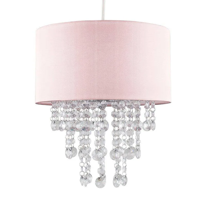 ValueLights Jesmond Pink Ceiling Pendant Droplets Shade Pink