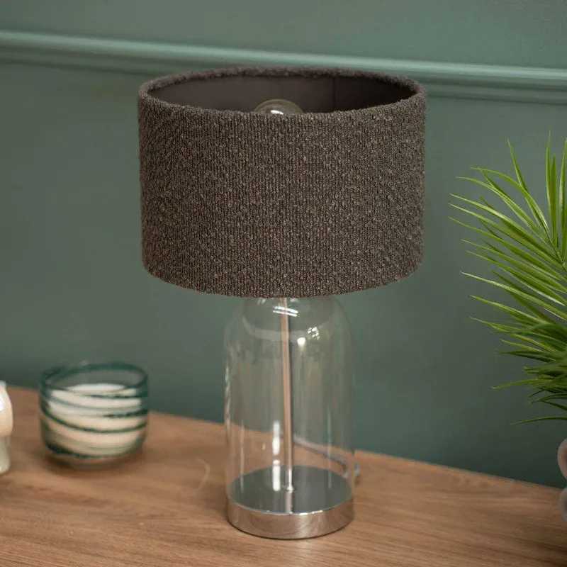 ValueLights Jessy Silver Glass Table Lamp With Boucle Shade - Silver - Size: One Size