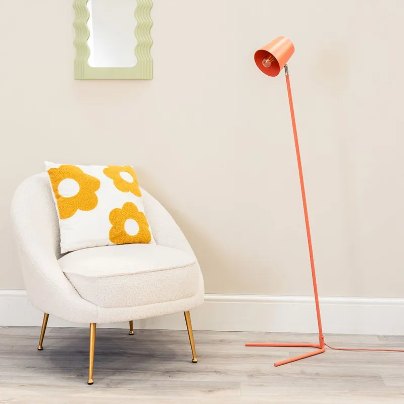 ValueLights Lark Metal Task Slimline Floor Lamp in Pink Pink