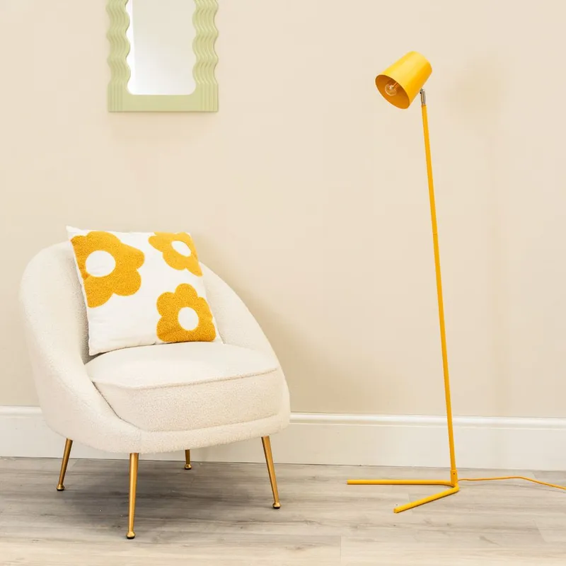 ValueLights Lark Metal Task Slimline Floor Lamp in Yellow - Yellow - Size: One Size
