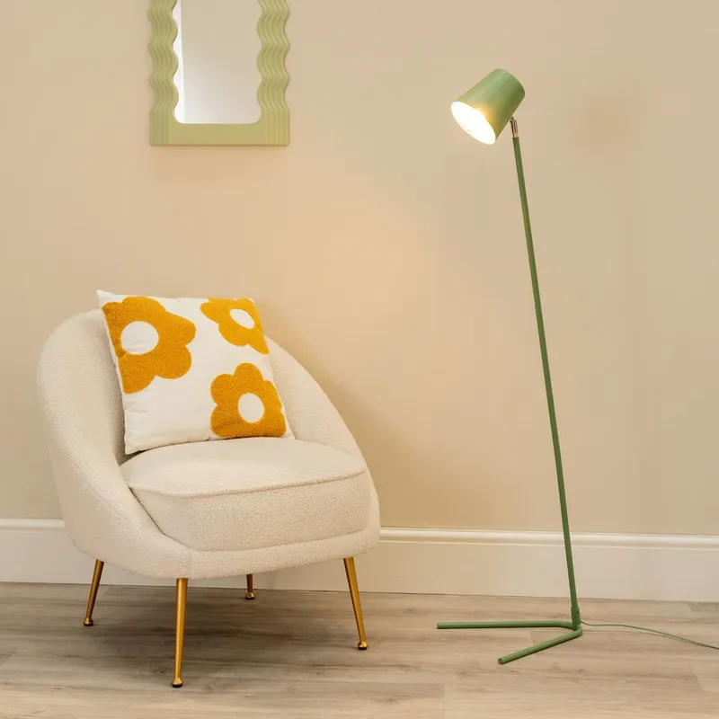 ValueLights Lark Metal Task Slimline Floor Lamp & LED Bulb in Green Green