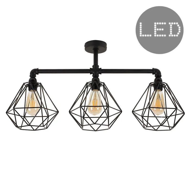 ValueLights Luiggi Diablo Black Ceiling Bar with 3 Lights Black