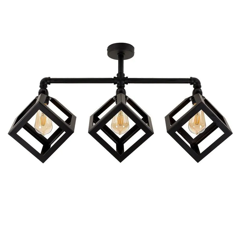 ValueLights Luiggi Eschor Industrial 3 Way Black Ceiling Bar Light - Black - Size: One Size