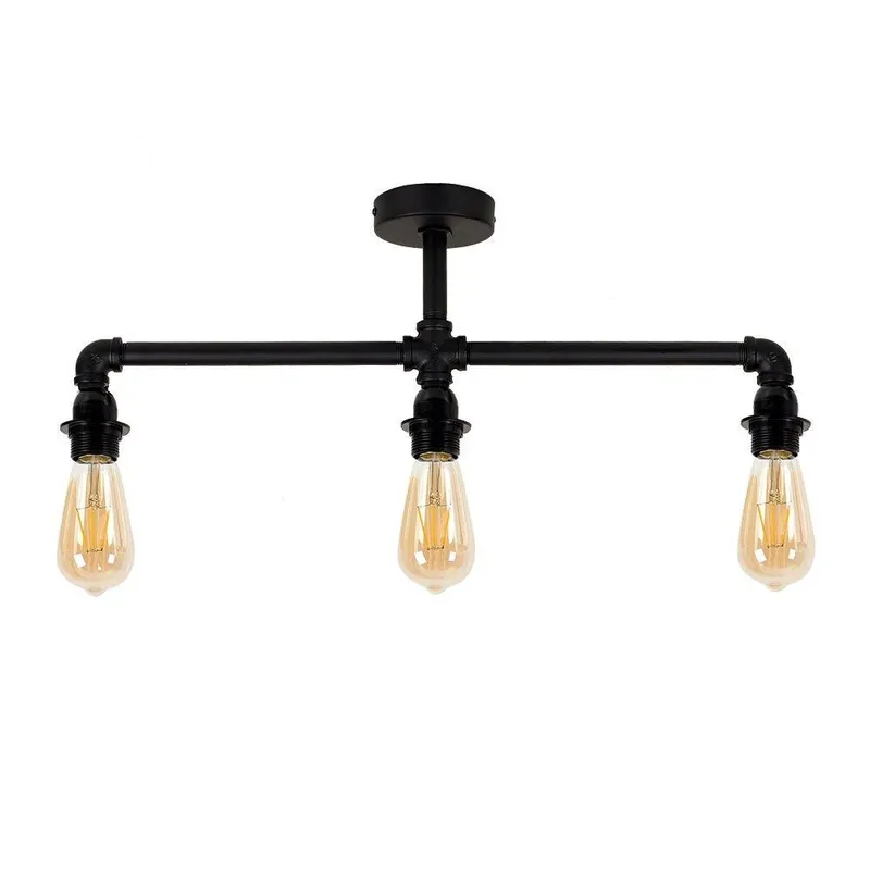 ValueLights Luiggi Industrial 3 Way Black Ceiling Bar Light - Black