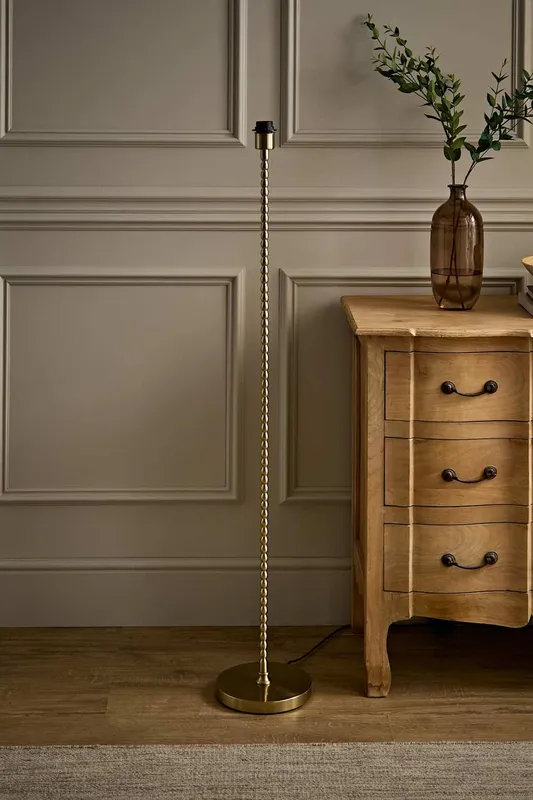 ValueLights Maeve Bobbin Bobbled Metal Floor Lamp Base in Gold - Gold - Size: One Size