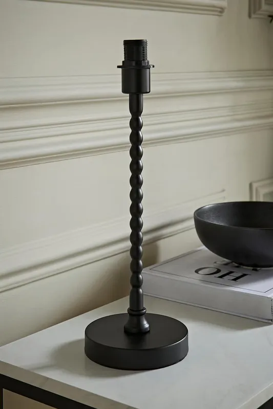 ValueLights Maeve Bobbin Bobbled Metal Table Lamp Base in Black Black