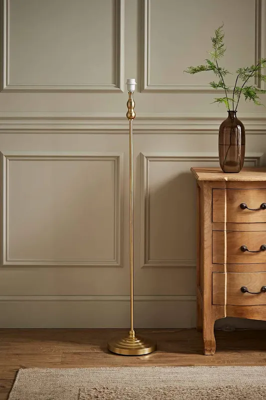 ValueLights Maggie Metal Candlestick Slim Floor Lamp Base in Gold - Gold