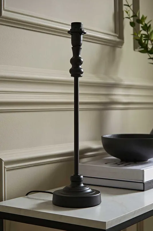 ValueLights Maggie Metal Candlestick Slim Table Lamp Base in Black Black