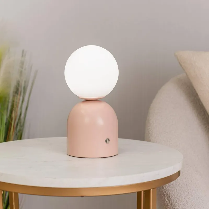 ValueLights Unisex Marlow Rechargeable LED Portable Touch Table Lamp in Dusty Pink Dusty Pink female