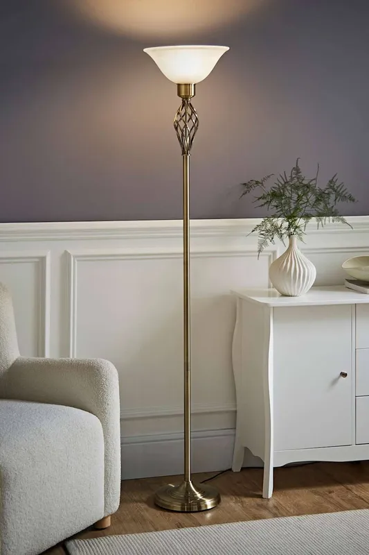 ValueLights Unisex Memphis Gold Floor Lamp Gold female