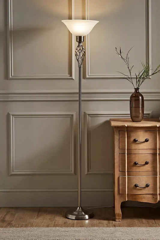 ValueLights Memphis Silver Floor Lamp - Silver