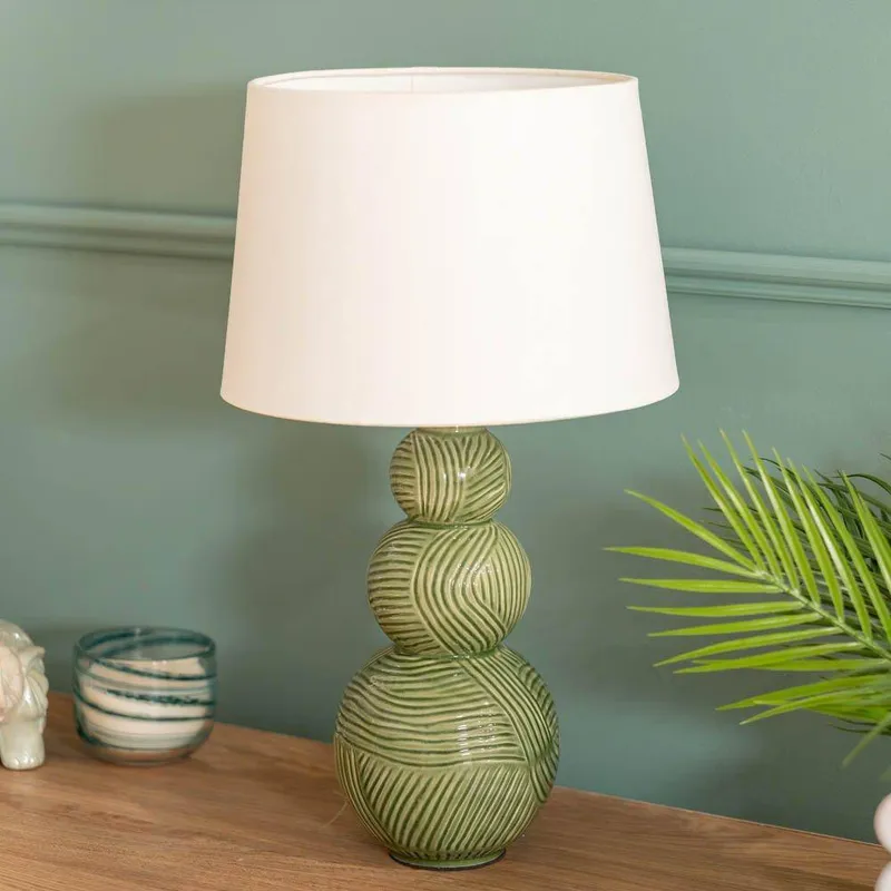 ValueLights Mia Green Ceramic Table Lamp Green