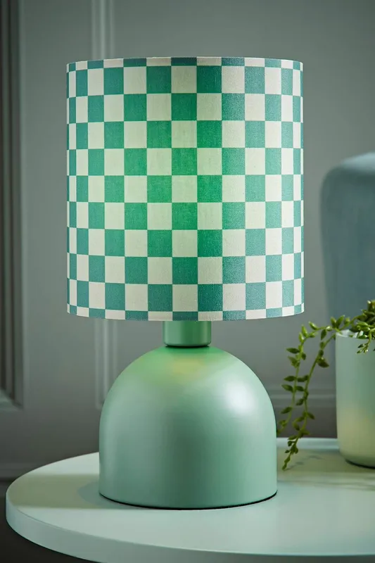 ValueLights Mileys Green Checkerboard Drum Lamp Shade Moss Green Table Lamp - Green