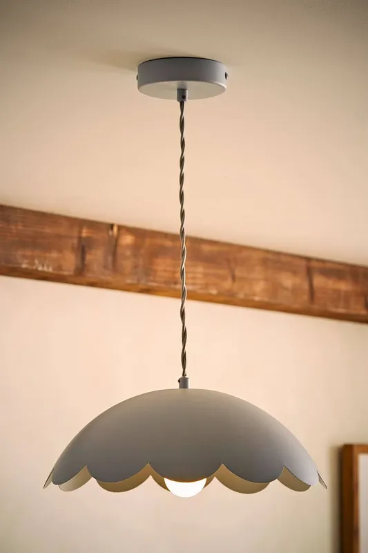 ValueLights Millie Metal Flower Style Scallop Ceiling Pendant Light & Bulb in Baby Blue Baby Blue