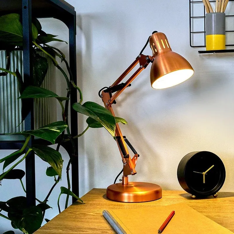 ValueLights Unisex Monda Adjustable Copper Table Lamp in Copper Copper female
