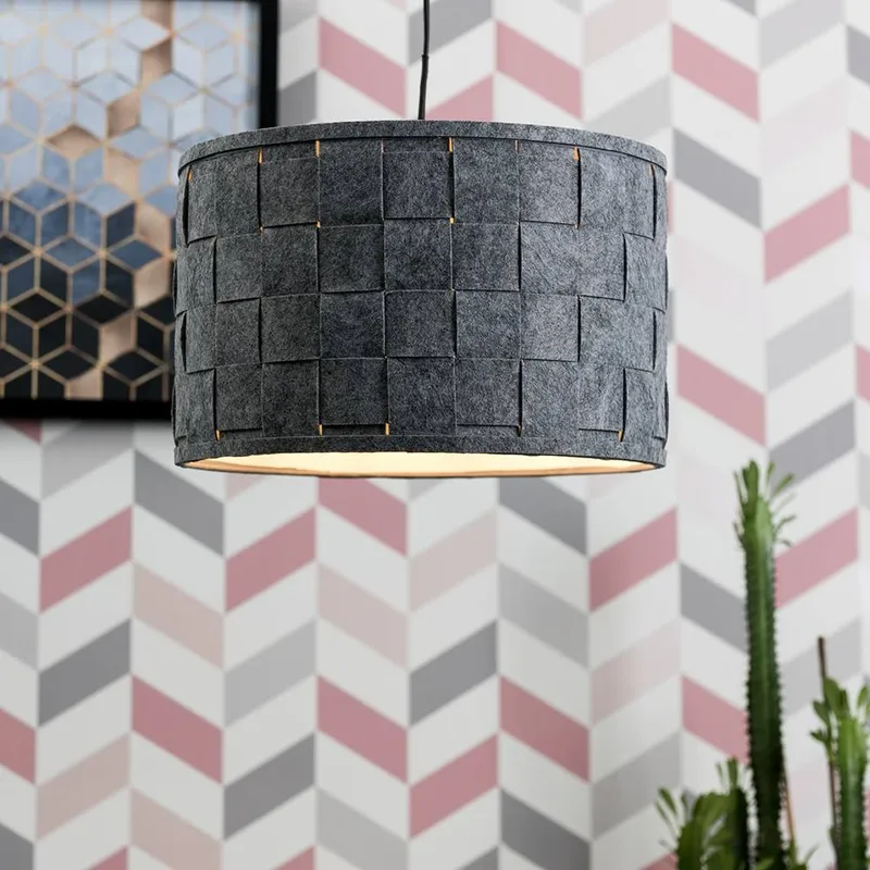 ValueLights Monza Pair of Grey Ceiling Pendant Shades Grey