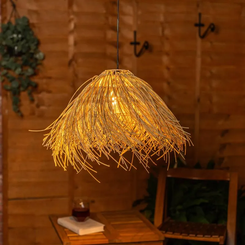 ValueLights Natural Grass Solar Powered Outdoor Hanging Pendant Garden Pergola Light - Natural
