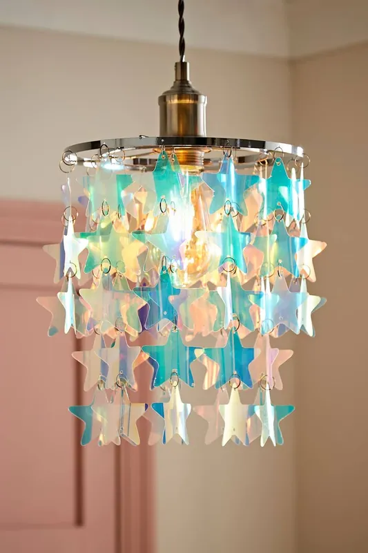 ValueLights Orla Irridescent 2 Tier Star Easy Fit Ceiling Pendant Lamp Shade Size: 9 inches Multicolor 9 inches