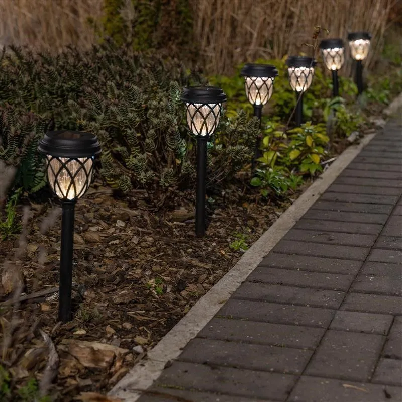 ValueLights Pack of 6 - Solar Powered Black Diamond Spike Lights Black