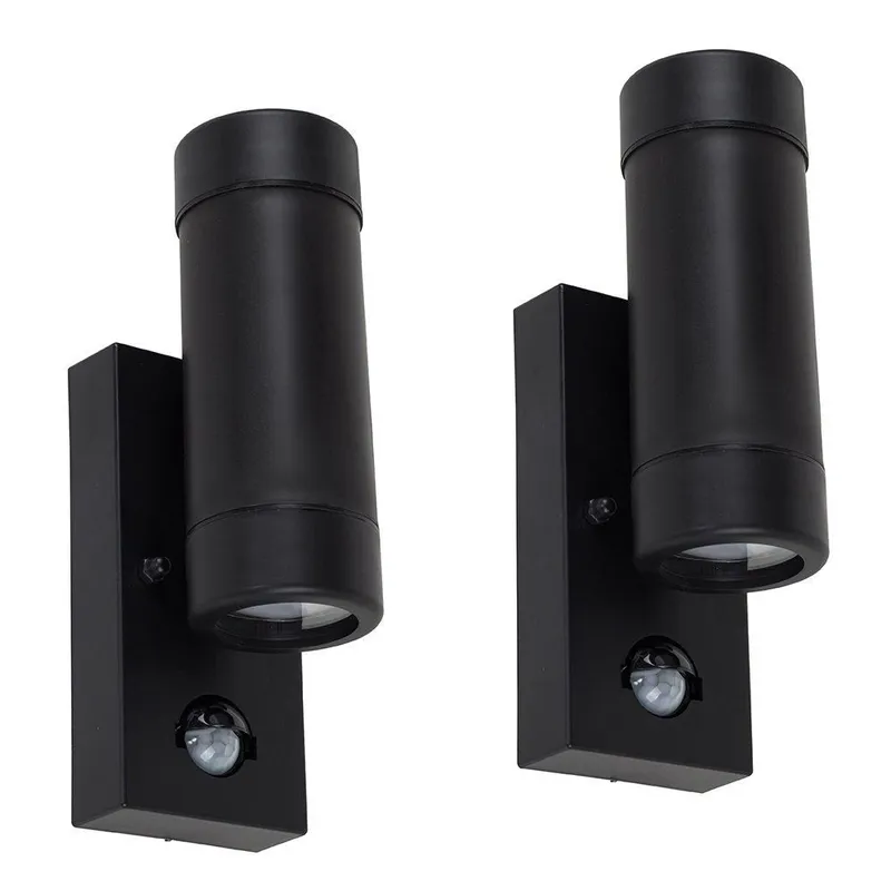 ValueLights Pair of Black Outdoor Wall-Up Down Light - Black - Size: One Size