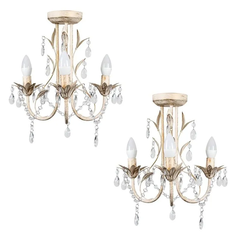 ValueLights Unisex Pair of White Ceiling Light Chandeliers White female