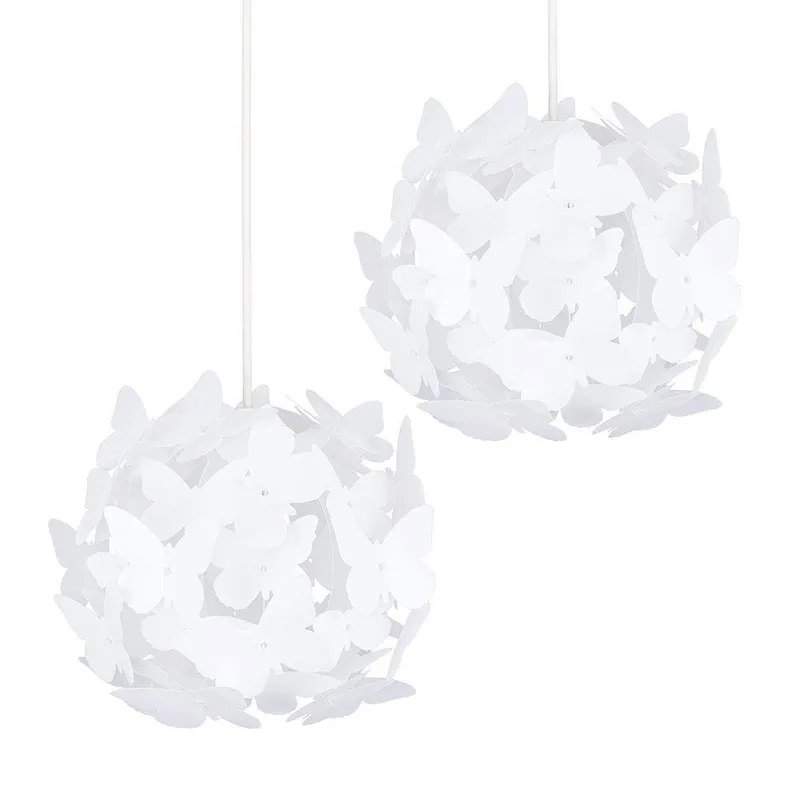 ValueLights Pair of White Ceiling Pendant Shade - White