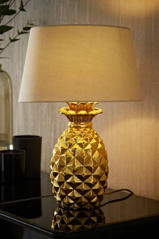 ValueLights Pineapple Gold Table Lamp Gold